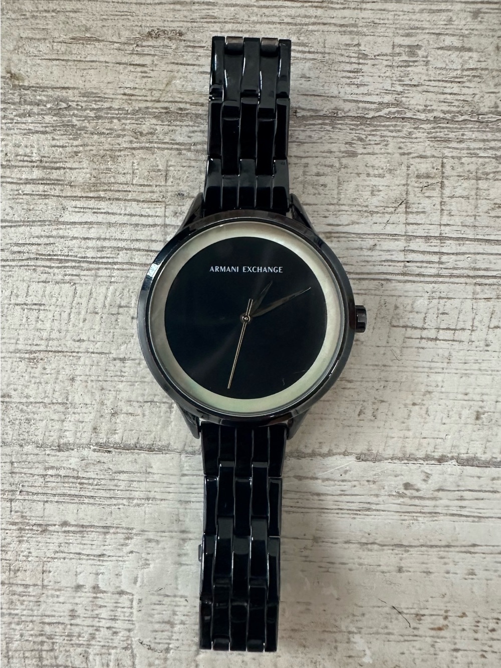 Armani Exchange Black Women’s Watch with mother of pearl accent